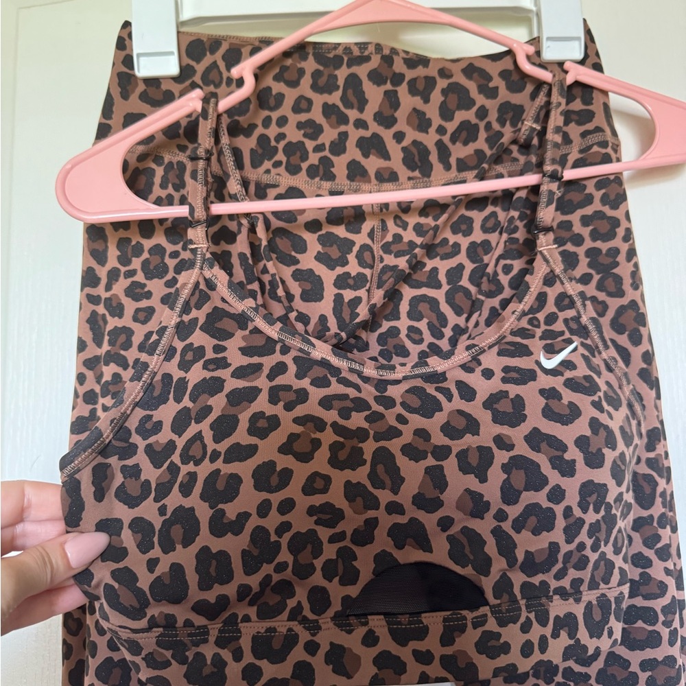 Leopard Print Sports Bra and Leggings Set